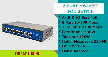 8 Port 10/100MBPS 8+2 Megabit Poe Switch