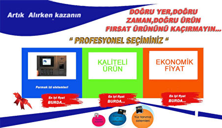Parmak Izi+Kartlı Personel Takip Cihazı+Web Giriş Çıkış Programı -(10 Kart Hediyeli)