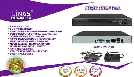 16 Kanal Nvr Xmeye Ip Kayıt Cihazı