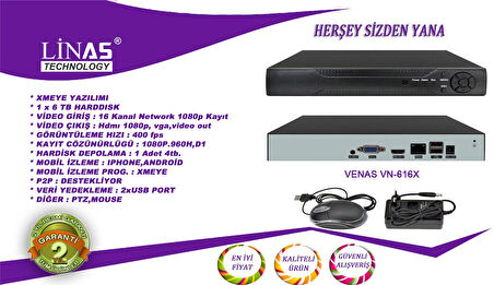 16 Kanal Nvr Xmeye Ip Kayıt Cihazı