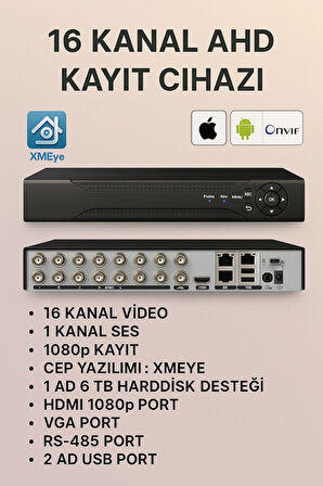 16 Kanal Ahd Dvr Xmeye Kayıt Cihazı