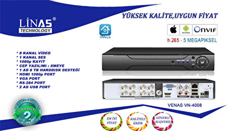 8 Kanal Ahd Dvr Xmeye Kayıt Cihazı