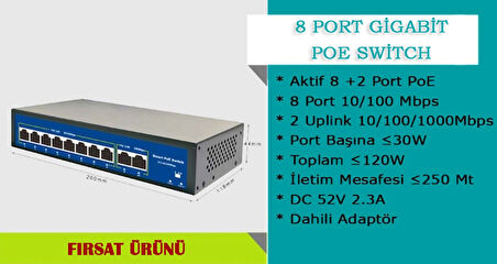 8 Port 10/100/1000MBPS 8+2 Gigabit Poe Switch