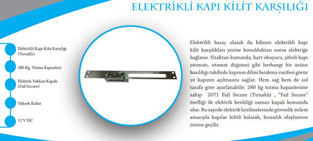 Tırnaklı Elektronik Kapı Kilit Karşılığı(Enerji Yokken Kilitli)