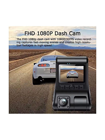 1080P Full Hd 3 Kameralı Hafıza Kartına Kayıtlı Hareket Algılamalı Araç Kamerası