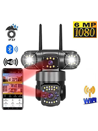 2 Kameralı Full Hd Yapay Zekalı Wifi Kablosuz Hareket Takipli Alarmlı Güvenlik Kamerası
