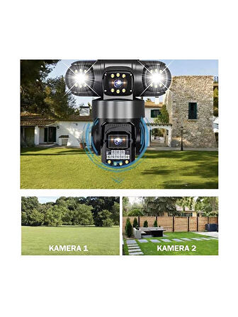 2 Kameralı Full Hd Yapay Zekalı Wifi Kablosuz Hareket Takipli Alarmlı Güvenlik Kamerası