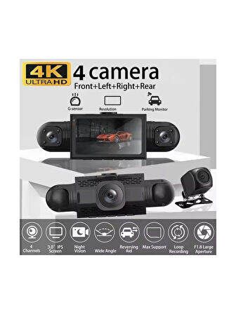 4K & 1080P Ultra Hd 4 Kameralı Hafıza Kartına Kayıtlı Hareket Algılamalı Araç Kamerası