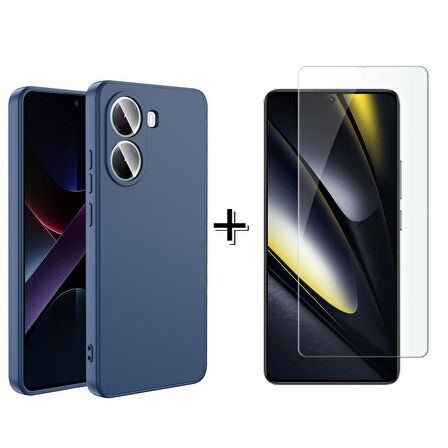 Forzacase Xiaomi Poco X7 Pro Liquid İçi Kadife Lansman Silikon Kılıf + Temperli Cam Ekran Koruyucu