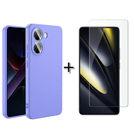 Forzacase Xiaomi Poco X7 Pro Liquid İçi Kadife Lansman Silikon Kılıf + Temperli Cam Ekran Koruyucu