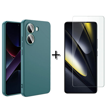 Forzacase Xiaomi Poco X7 Pro Liquid İçi Kadife Lansman Silikon Kılıf + Temperli Cam Ekran Koruyucu