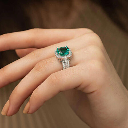 ​Gümüş Turkuaz Baget Kadın Yüzük