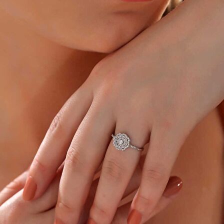 Lucky Life 925 Ayar Gumuss Zirkon Taşlı Çiçek Kadın Yüzük