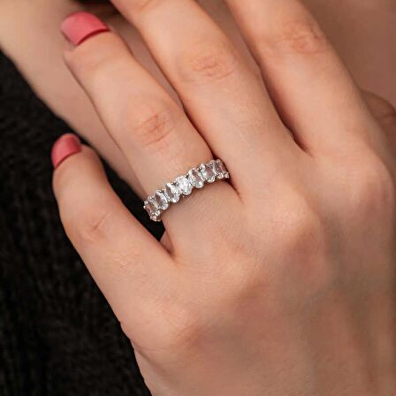 Lucky Life 925 Ayar Gumuss Oval Taşlı Tamtur Kadın Yüzük