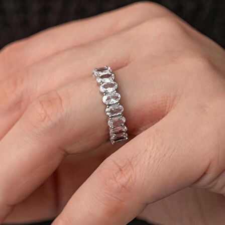 Lucky Life 925 Ayar Gumuss Oval Taşlı Tamtur Kadın Yüzük