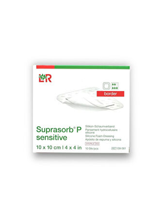 Suprasorb P Sensitive Border 5 Katmanlı Silikon Temaslı Yapışkan Kenarlı Köpük Yara Örtüsü 10 x 10 cm – Ref 139061 – 10 Adet (1 KUTU)