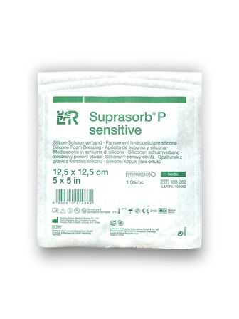 Suprasorb P Sensitive Border 5 Katmanlı Silikon Temaslı Yapışkan Kenarlı Köpük Yara Örtüsü 12,5 x 12,5 cm – Ref 139062 – 1 Adet