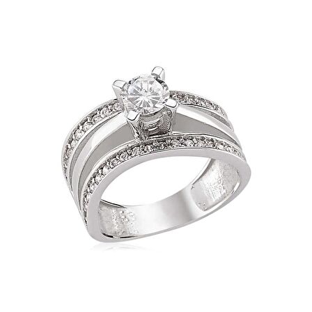 Gümüş Tek Taş Kadın Yüzük