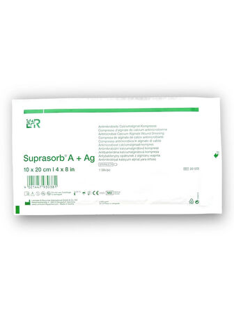 Suprasorb A + Ag Kalsiyum Aljinatlı ve Gümüşlü Yara Örtüsü 10 x 20 cm – Ref 20572 – 5 Adet (1 KUTU)