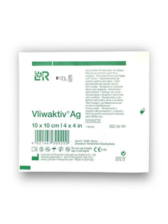 Vliwaktiv Ag Gümüşlü ve Emici Aktif Kömürlü Yara Örtüsü 10 x 10 cm – Ref 20701 – 10 Adet (1 KUTU)