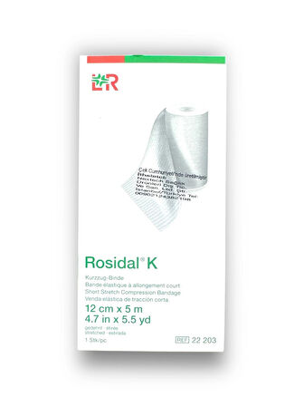 Rosidal K Kısa Gerilimli Kompresyon Bandajı 12 cm x 5 m – Ref 22203 – 1 Adet
