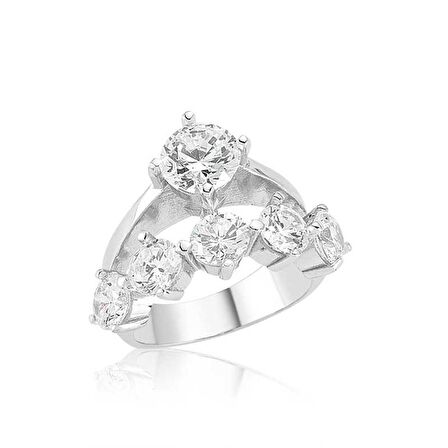 Gümüş 5 Sıra Tek Taş Kadın Yüzük