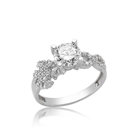 Gümüş Kar Tanesi Sonsuzluk Tek Taş Kadın Yüzük