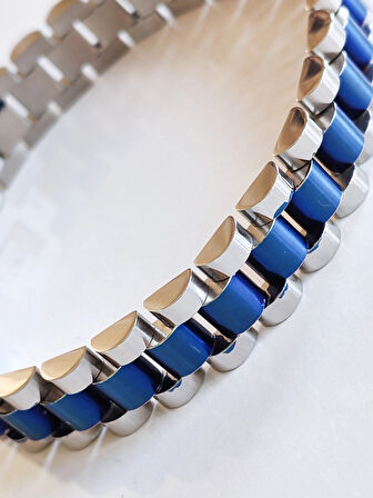 Çelik Roleks Kordon Mavi Erkek Bileklik