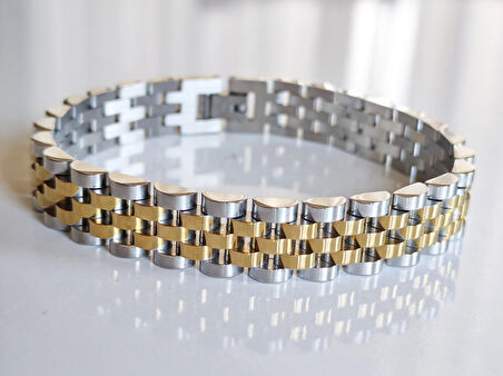 Çelik Roleks Kordon Sarı Erkek Bileklik