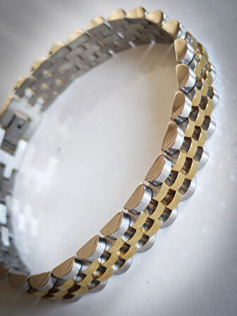 Çelik Roleks Kordon Sarı Erkek Bileklik