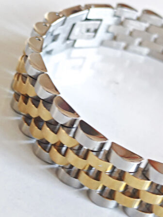 Çelik Roleks Kordon Sarı Erkek Bileklik