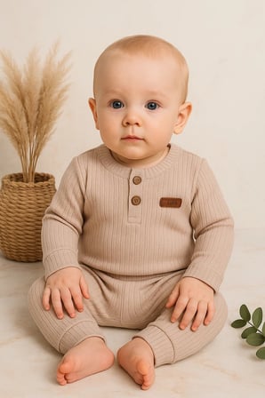 Çizgili Kumaş % 100 Pamuk 2'li Unisex Takım