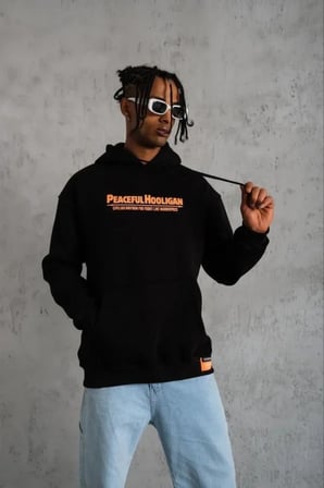 Erkek Armalı Baskılı Kapüşonlu Sweatshirt