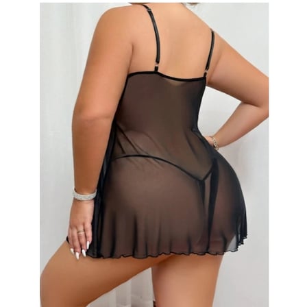 Secret Fantsy Büyük Beden Göğsü Açık Transparan Gecelik CK3268