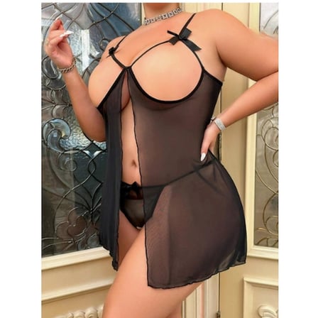 Secret Fantsy Büyük Beden Göğsü Açık Transparan Gecelik CK3268