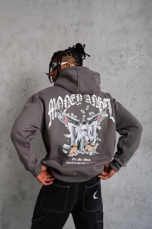 Erkek Kordon İpli Baskılı Kapüşonlu Sweatshirt