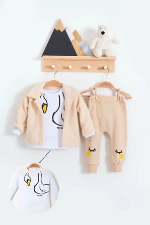 Babydonat Peluş Hırkalı 3 Lü Kız Bebek Takım