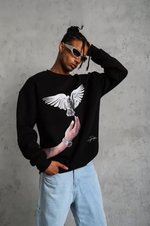 Erkek Güvercin Baskılı Sweatshirt