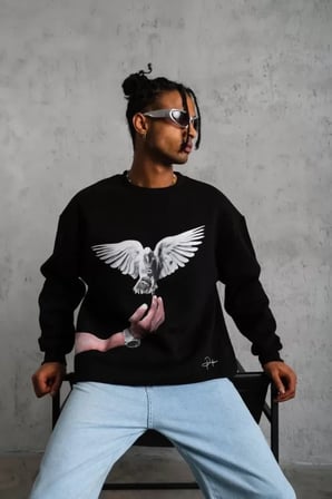 Erkek Güvercin Baskılı Sweatshirt