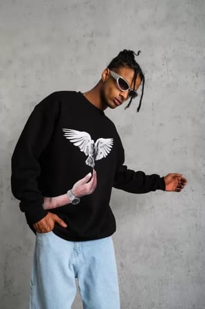 Erkek Güvercin Baskılı Sweatshirt