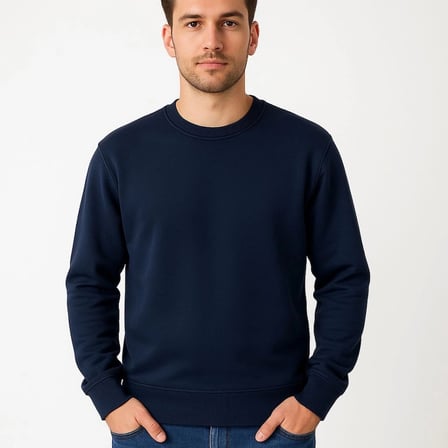 Erkek Üç İplik Düz Bisiklet Yaka SweatShirt