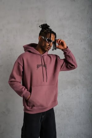 Erkek Kordon İpli Baskılı Kapüşonlu Sweatshirt