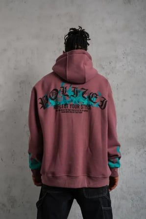 Erkek Üç İplik Içi Pamuklu Alev Baskılı Kapüşonlu Sweatshirt