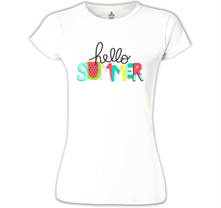 Hello Summer - Watermelon Beyaz Bayan Tshirt
