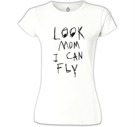 Travis Scott - Look Mom I Can Fly Beyaz Bayan Tshirt