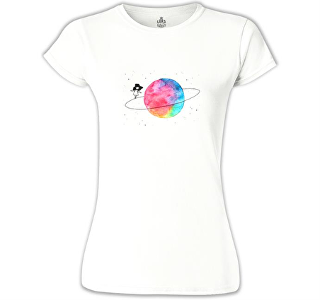 Yörünge Beyaz Bayan Tshirt