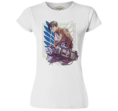 Levi Ackerman - AOT Beyaz Bayan Tshirt