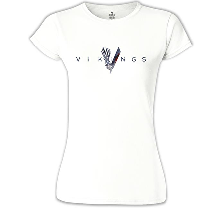 Vikings - Logo Beyaz Bayan Tshirt