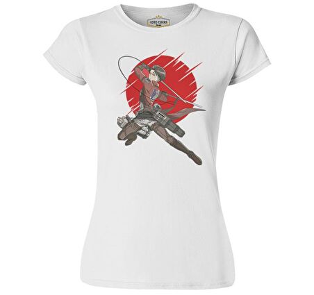 Levi Ackerman - Attack on Titan II Beyaz Bayan Tshirt