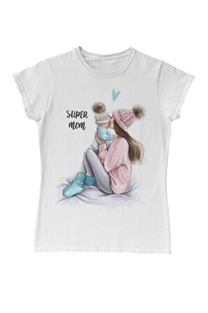 Super Mom Anneler Günü Beyaz Bayan Tshirt